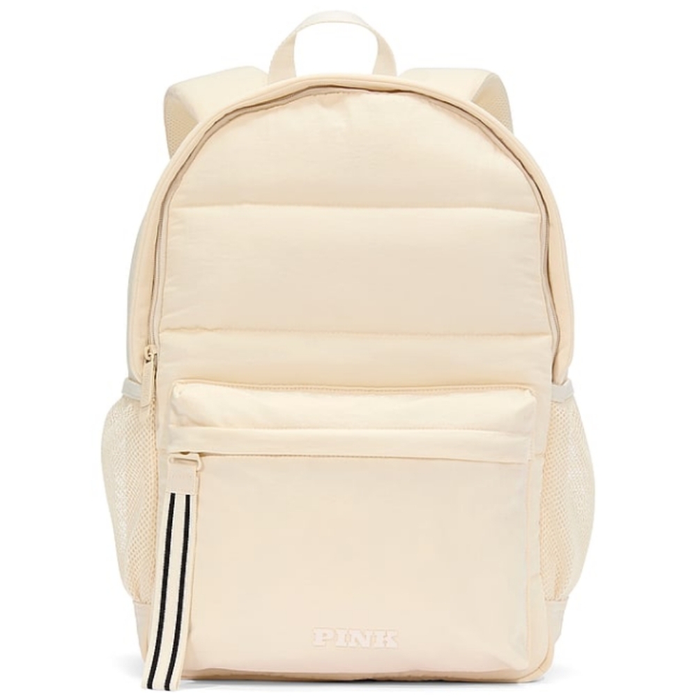 VICTORIA'S SECRET PINK Quilted Puffer Backpack Bag VS White Shell Ivory NWT